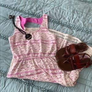Fit and Flare lace overlay hi-low dress